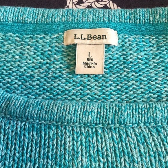 LL Bean roll crew neck sweater, 3/4 sleeves, tunic length, vents 100% cotton L - Picture 2 of 9